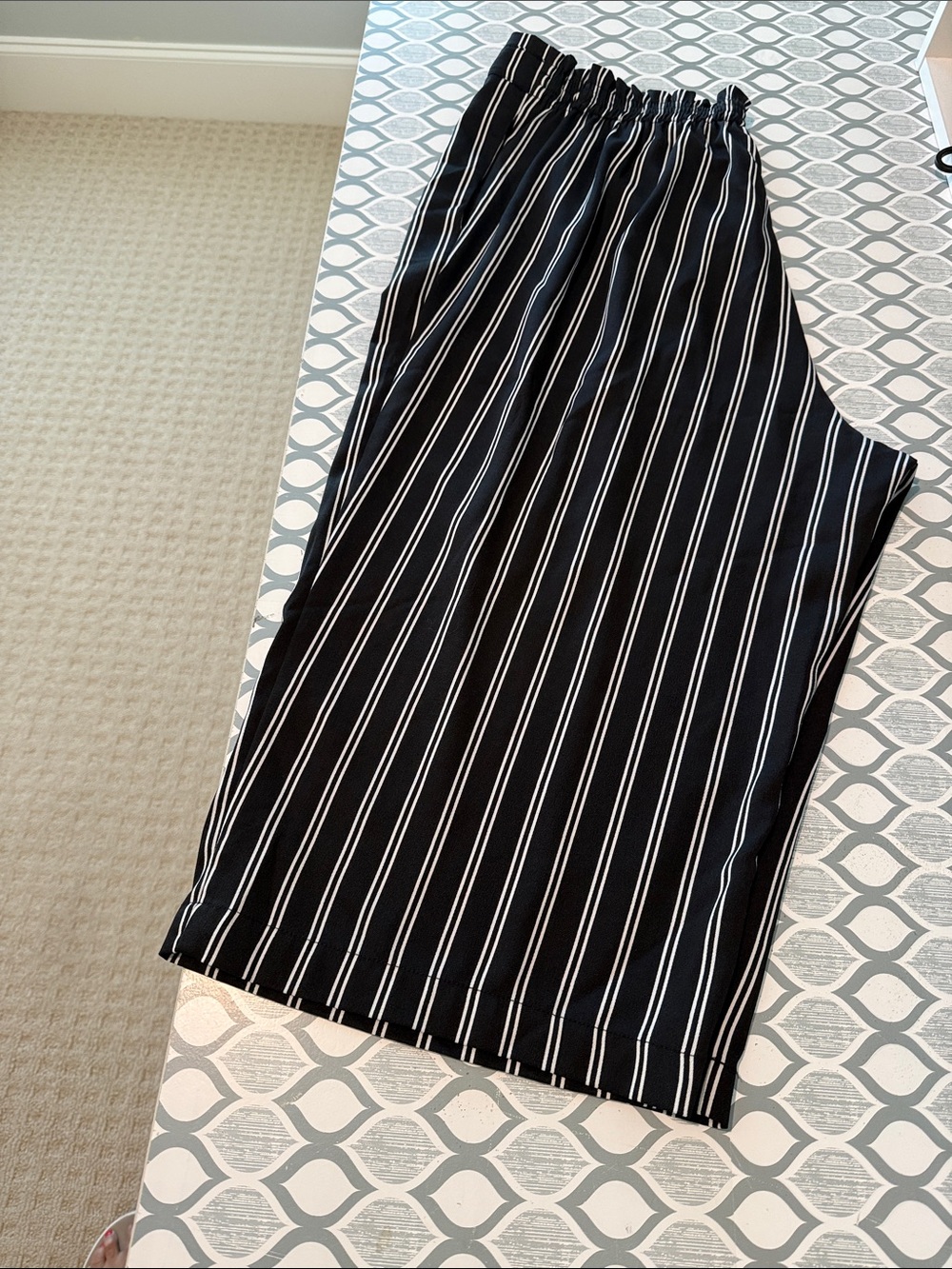 Black and White Vertical Stripe Midi Skirt
